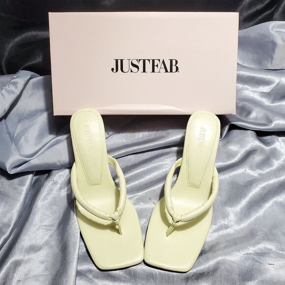 NIB JUSTFAB pastel yellow heeled flip flop KERRY - Picture 3 of 6